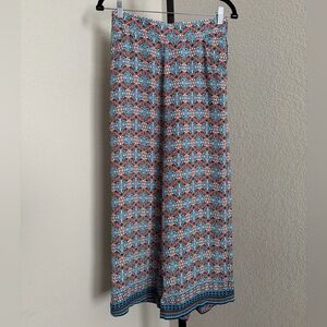 Max Studio Blue and Orange Floral Flowy Pants